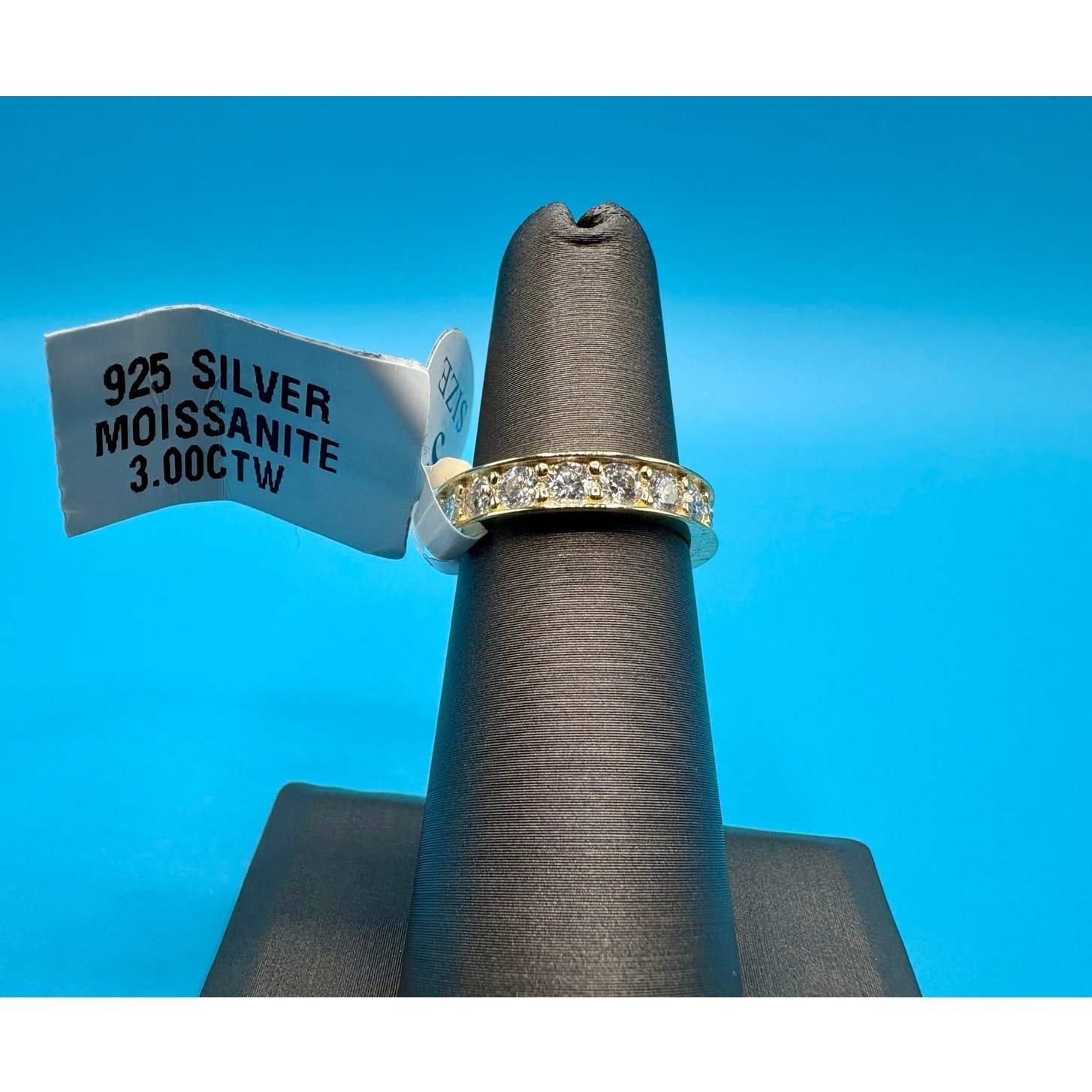 Sz. 4.75 (5) 3ctw Moissanite Eternity Band - Gold Over 925